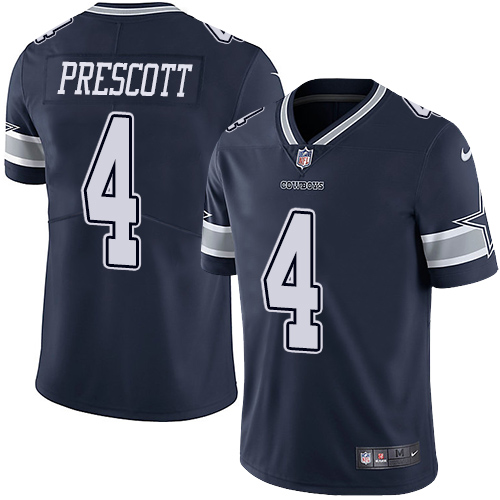 Nike Cowboys #4 Dak Prescott Navy Blue Team Color Men's Stitched NFL Vapor Untouchable Limited Jersey - Click Image to Close